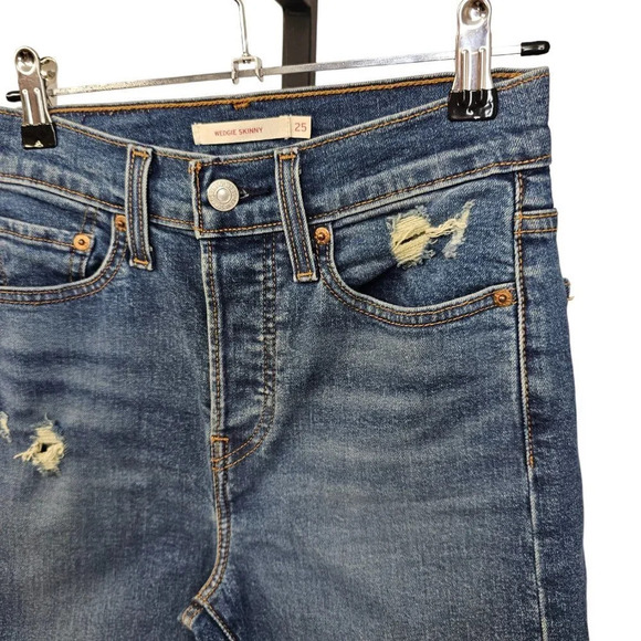 Levi's Womens Wedgie  Skinny Jeans Blue Size 25 Button Fly - Picture 5 of 9